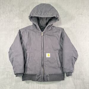 Carhartt Canvas Coat Bomber Active Hooded Jacket Hooded Youth XXS 4-5 OJ8545-B